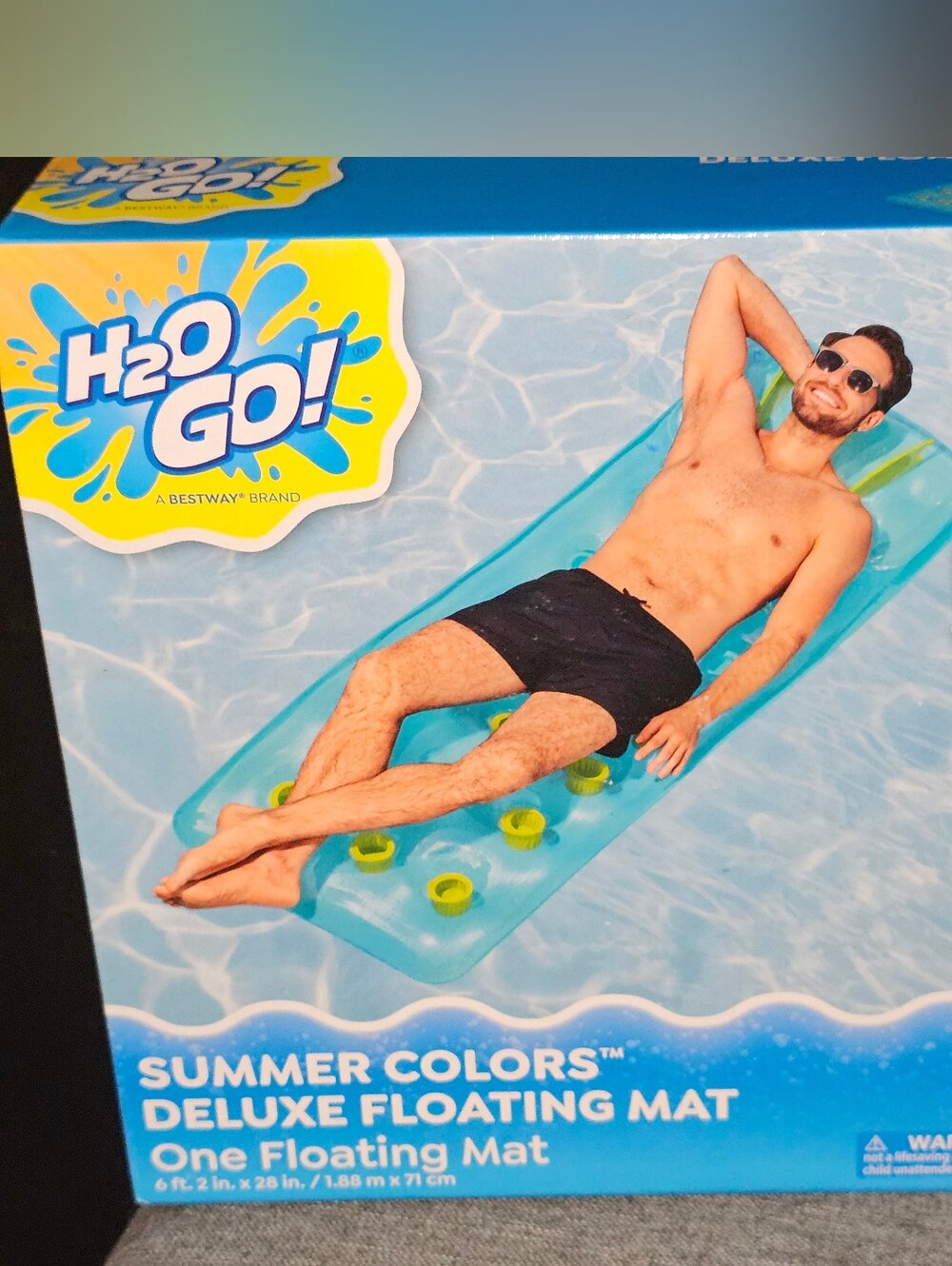 H20 Go! By Bestway 6ft Deluxe Floating Mat Holds Up To 230 Lbs. Blue